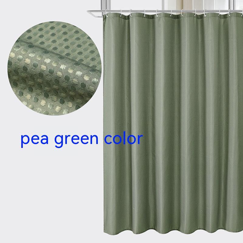 Plain Waffle Polyester Shower Curtain - Water-Repellent Fabric, Washable Anti-Mould Shower Curtain with Waffle Pattern