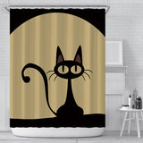 Black Cat Waterproof Polyester Shower Curtain