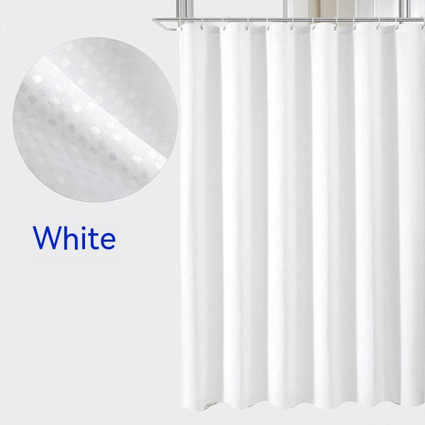 Plain Waffle Polyester Shower Curtain - Water-Repellent Fabric, Washable Anti-Mould Shower Curtain with Waffle Pattern