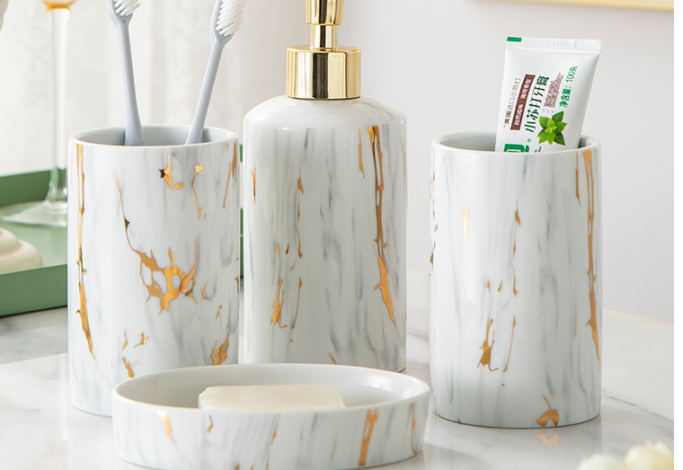 Bathroom Marble Bathroom Wash Kit Ceramic