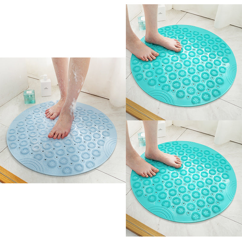 Textured Surface Round Shower Mat Anti-Slip Bath Mats With Drain Hole Massage Round In Middle For Shower Stall