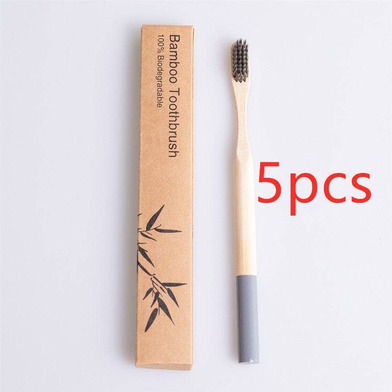 Natural bamboo handle round bamboo toothbrush