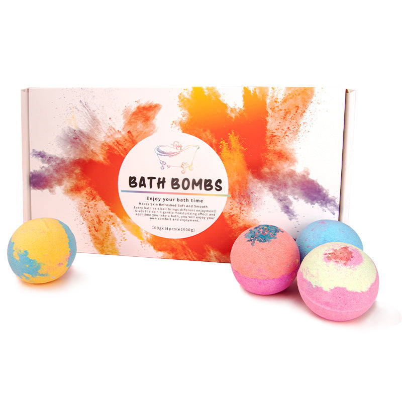 Bath Bombs 14 Pieces Of Explosive Salt Ball Gift Box With Various Fragrance Bath Balls Bubble Bath Bomb for Women