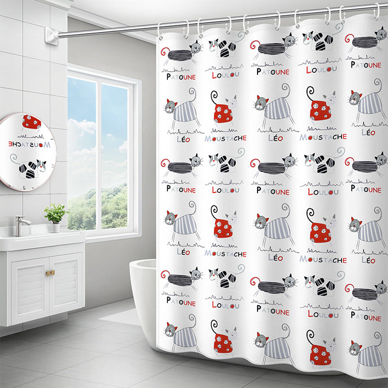 Toilet Cartoon Shower Curtain Cloth Waterproof Covering Anti-Mildew Bathroom Shower Curtain