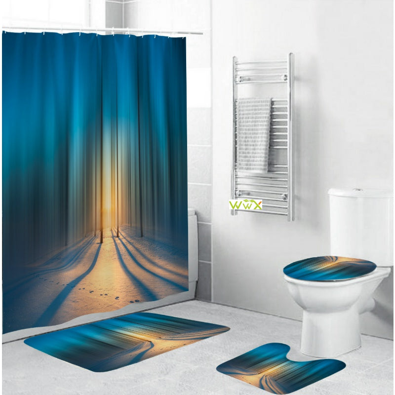 Anti-Slip Shower Curtain and Bathroom Mat Set - Keep Your Bathroom Safe and Stylish