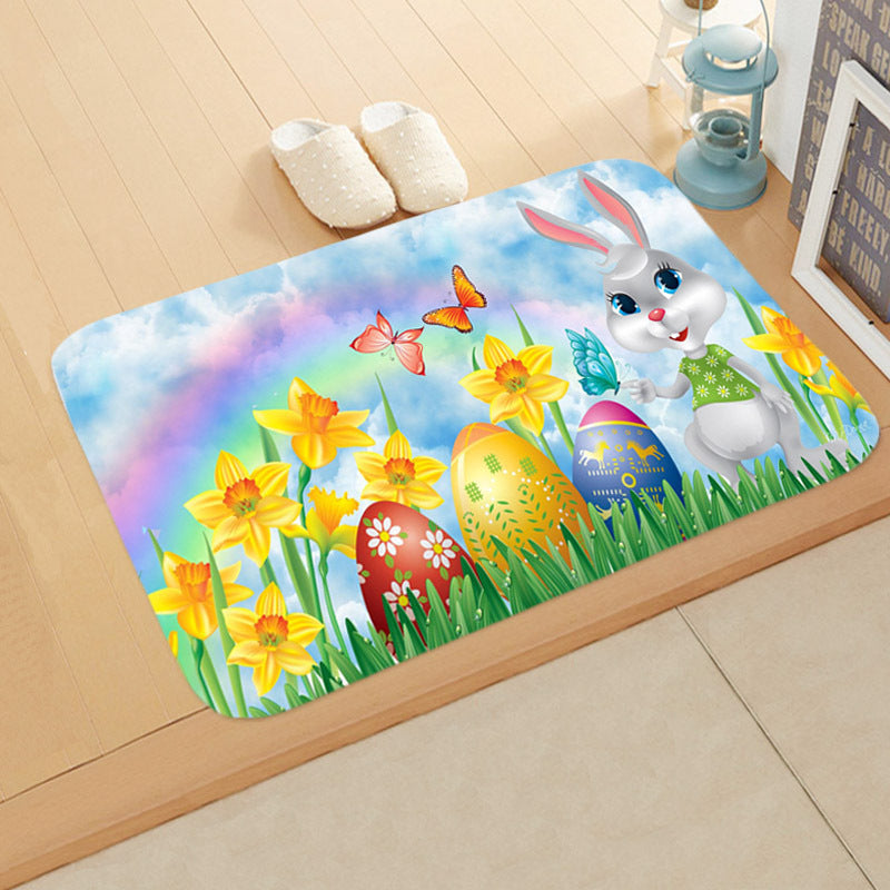 Festive Bathroom Egg Carpet Floor Mats Easter Anti-skid