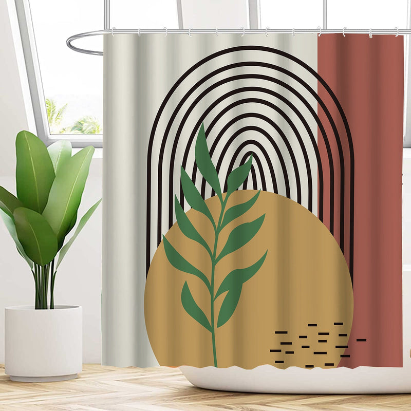 Faces Abstract Shower Curtain  - Boho and Minimalist Art - Waterproof Fabric - For Any Upscale Modern Bathroom- Beautiful Shower Curtain Hooks Included