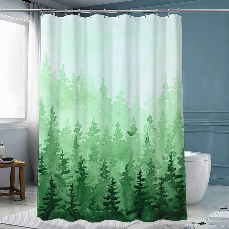 Misty Forest Shower Curtains,Nature Shower Curtain,Woodland Shower Curtain,Fantasy Fog Magic Winter Tree Bath Curtain for Bathroom,Waterproof Polyester Fabric 72" Wx72 L-with Hooks