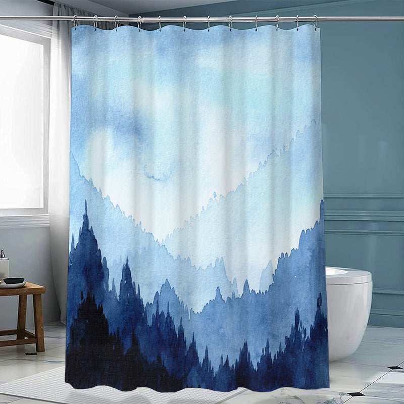 Misty Forest Shower Curtains,Nature Shower Curtain,Woodland Shower Curtain,Fantasy Fog Magic Winter Tree Bath Curtain for Bathroom,Waterproof Polyester Fabric 72" Wx72 L-with Hooks